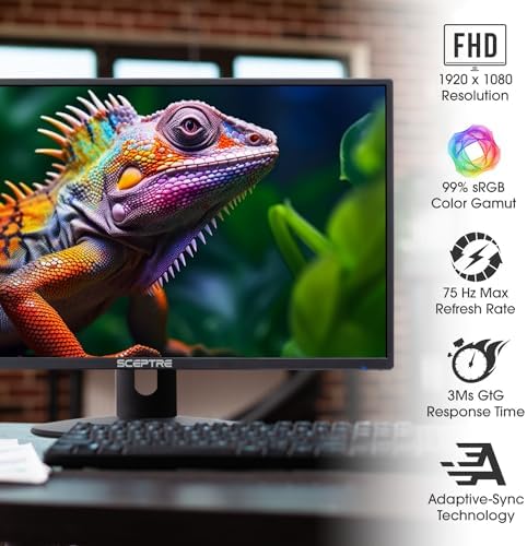 Sceptre 24-inch Prime Monitor Thin 1080p LED Monitor 99% sRGB 2X HDMI VGA Build-in Speakers, Machine Black (E248W-19203R 2025 Series) - Image 3