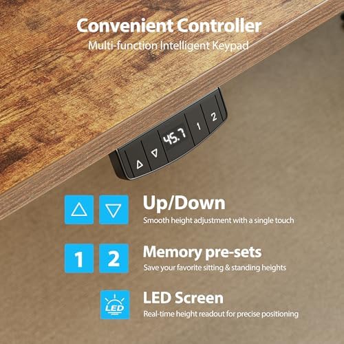 Agilestic 63*28 Inch Height Adjustable Electric Standing Desk, Rustic Brown - Image 5