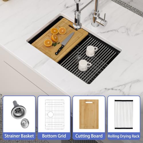 Logmey 28 Inch Black Granite Composite Sink - Image 4