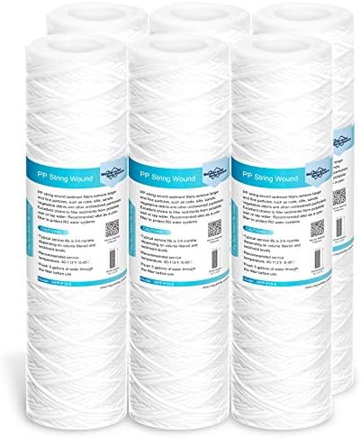 Membrane Solutions 5 Micron 10"x2.5" String Wound Whole House Water Filter Replacement Cartridge Universal Sediment Filters for Well Water - 6 Pack by MembraneSolutions