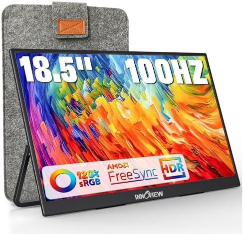 InnoView Portable Monitor 18.5 inch 100HZ 120% sRGB, 1080P FHD IPS Large Portable Monitors for Laptop USB C HDMI HDR Travel Monitor with Kickstand Mac PC Xbox PS4/5 Switch by InnoView