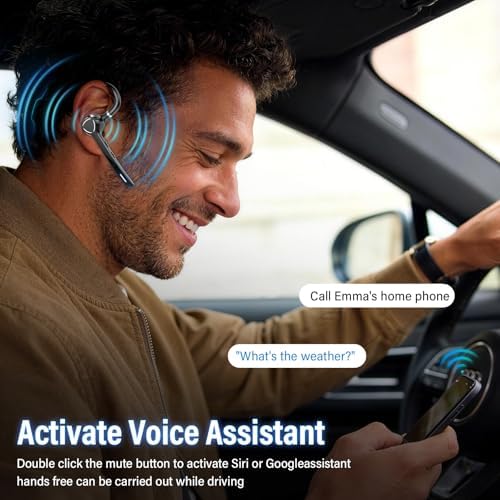 Bluetooth Headset, Single-Ear ENC Mic, Mute Button, 90H Hands-Free Earpiece - Image 3