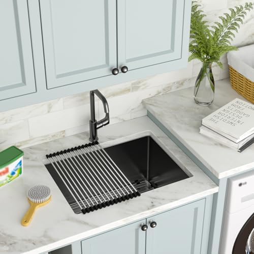 24 Inch Black Undermount Stainless Steel Laundry Sink - Image 2
