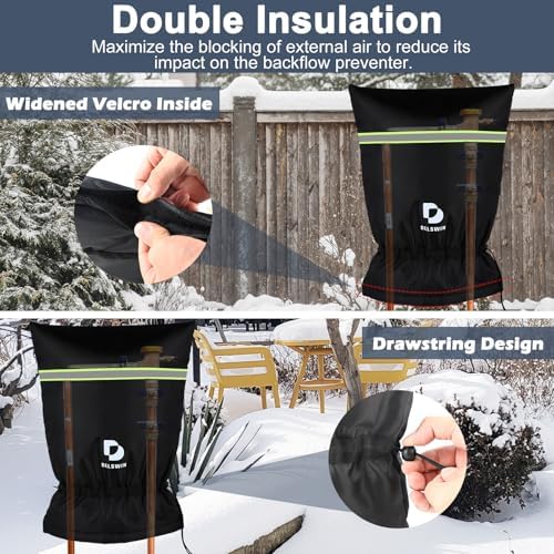 DELSWIN Backflow Preventer Pipe Insulation Cover - 16" W X 20" H Insulated Pouch for Winter Freeze Protection, Waterproof Sprinkler Valve Covers for Outside Irrigation, Well Head, Well Pump, Faucet - Image 4