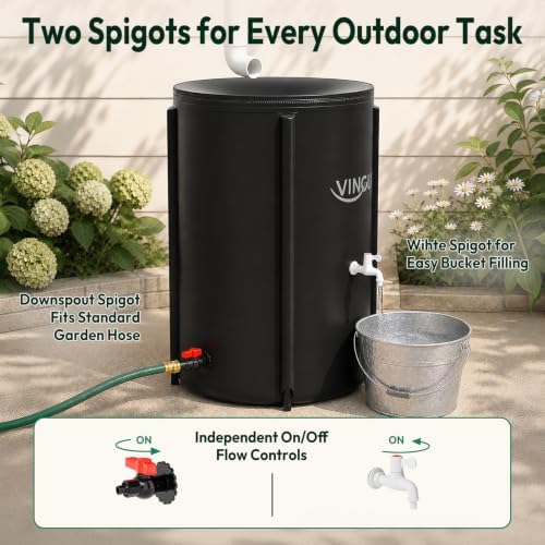 VINGLI Collapsible Rain Barrel Portable Rain Water Collection (Black, 100 Gallon) - Image 6