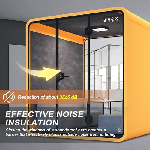 Modern Office Pod Booth 86IN (Honeycomb Aluminum Panel)(Reduce The Sound by 30-40 Decibels) Curved Corner Design,Central Lighting,for Meeting,Large Instrument Practice Room - Image 3