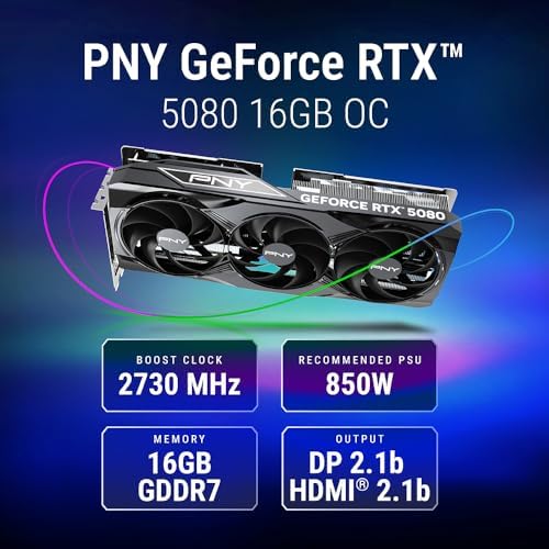 PNY NVIDIA GeForce RTX™ 5080 OC Triple-Fan Graphics Card - Image 2