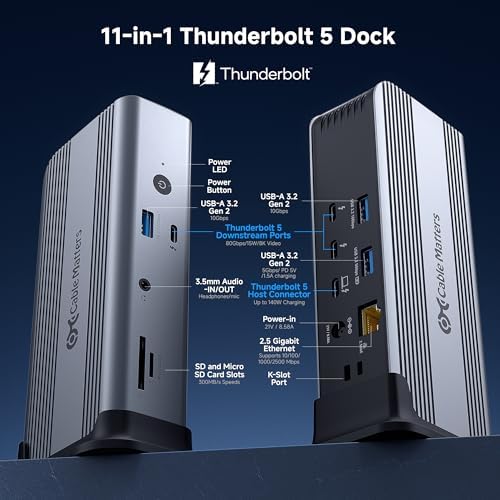 [Intel Certified] Cable Matters 11-in-1 Thunderbolt 5 Dock with TB Share - Image 2