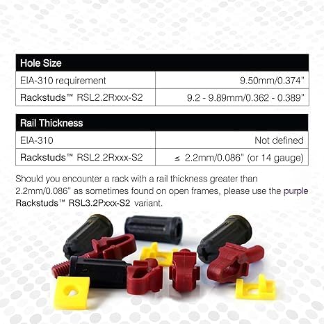 R400 - Server Rack Screws for Server Rack Rails 19" Square Punched Vertical Rails, Perfect Cage Nut Replacement, Rack-Mount Screws - Red 400-Pack 2.22mm/0.086 - Image 3