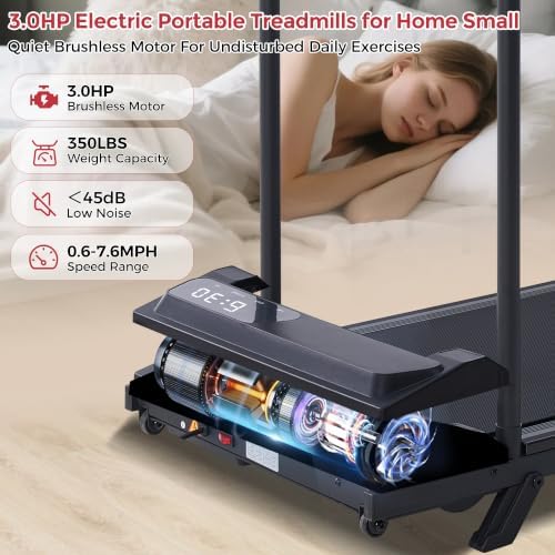 MCRG Walking Pad with Incline, Portable Treadmill with Handle Bar for Home, 3.0HP Electric Home Walking pad Treadmill, 0.6-7.6MPH Mini Under Desk Treadmills for Exercising with Handles Incline, 350LB - Image 7