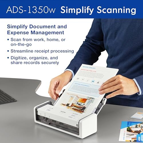 Brother ADS-1350W Wireless Compact Desktop Scanner | Scan Speeds of Up to 30ppm | Single Pass Double-Sided Scanning (Renewed Premium) - Image 4
