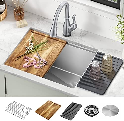 DELTA FAUCET Lorelai 24-inch Workstation Laundry Utility Kitchen Sink Undermount 16 Gauge Stainless Steel Single Bowl with WorkFlow Ledge and a Kit of 5 Accessories, 95B9132-24SL-SS - Image 2