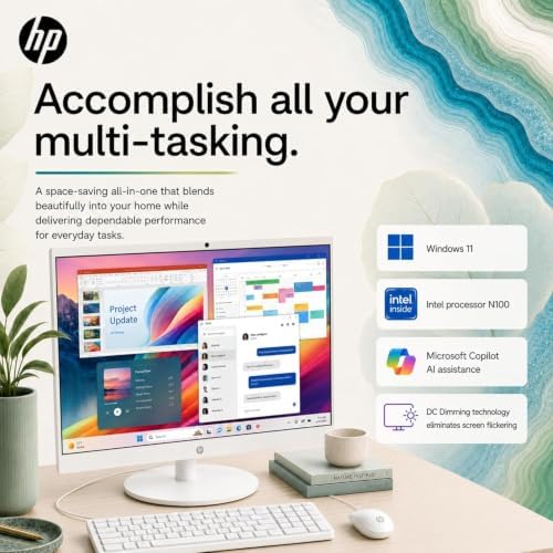 HP 22" FHD All-in-One Desktop Computer, 32GB DDR5 RAM, 128GB UFS Storage,13th Gen Intel Quad-Core N100 CPU, WiFi 6, Bluetooth 5.3, RJ45, USB-C (10Gbps), UHD Graphics, 720p Cam, Office 365 for Web - Image 4