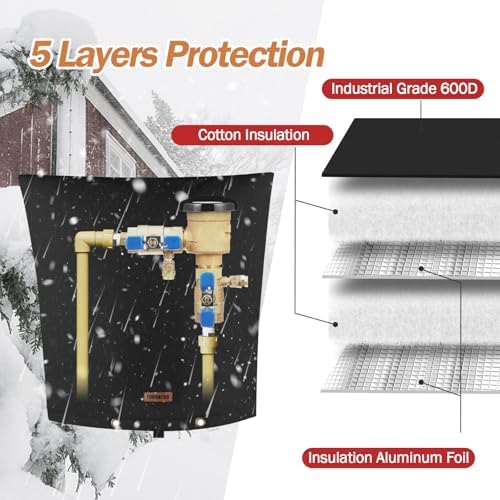TOHONFOO Backflow Preventer Cover, Pipe Freeze Insulation, 24"Wx26"H, Black - Image 5