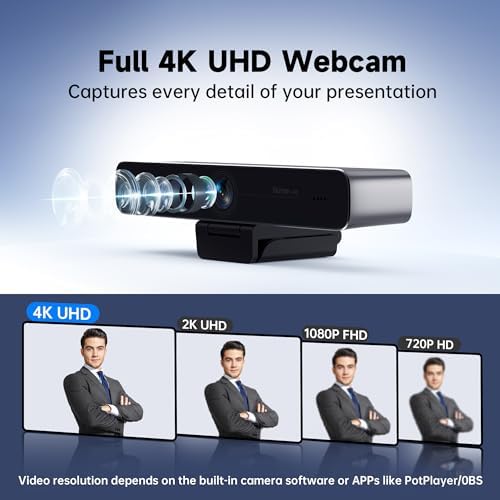 Horion 4K Conference Camera with Microphone, Auto Framing Camera for PC, 10X EPTZ Zoom, Plug & Play USB 3.0,Video with Dual AI Noise-Canceling Mic, for Video Conference, Streaming, PC/Mac/Linux, HC-5M - Image 3