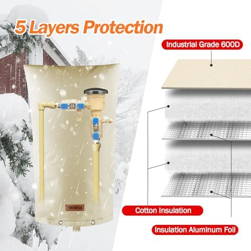 TOHONFOO Backflow Preventer Cover, Pipe Freeze Insulation, 14"Wx26"H, Beige - Image 5