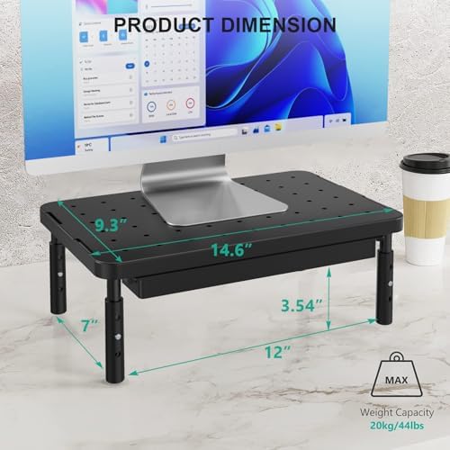 WALI Computer Monitor Stand with Storage, Monitor Riser 3 Height Adjustable - Image 7