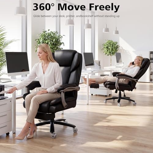 500lbs Reclining Big and Tall Office Chair for Heavy People with Foot Rest - Image 5