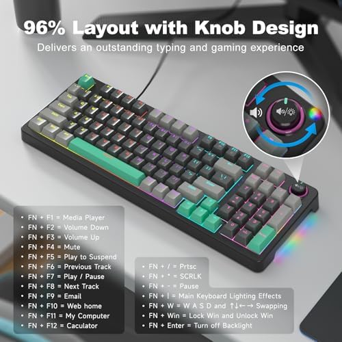 AK96 Red Switch Mechanical Keyboard 96 Keys, Black - Image 5