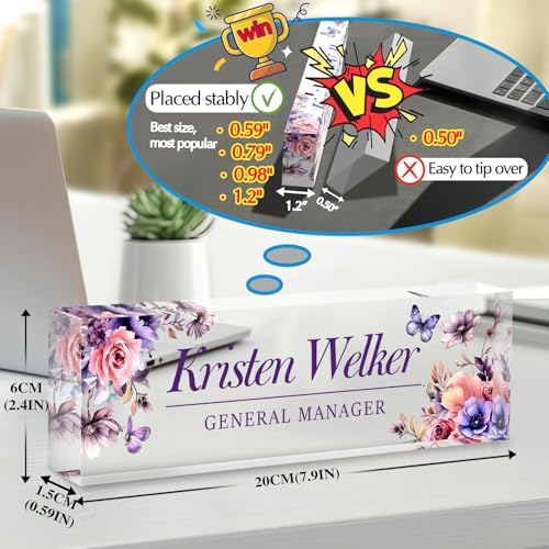Custom Office Name Plate for Desk - Desk Name Plate Personalized Gifts for Coworkers, Boss, Employees, Teacher, Nurse - Office Desk Decor for Women Men - Employee Appreciation Gifts (Purple/Pink) - Image 2