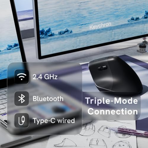 Keychron BM27 Ergonomic Wireless Mouse, Rechargeable Mice for Laptop - Image 3