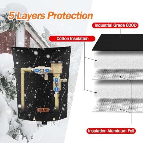 TOHONFOO Backflow Preventer Cover, Pipe Freeze Insulation, 14"Wx18"H, Black - Image 5