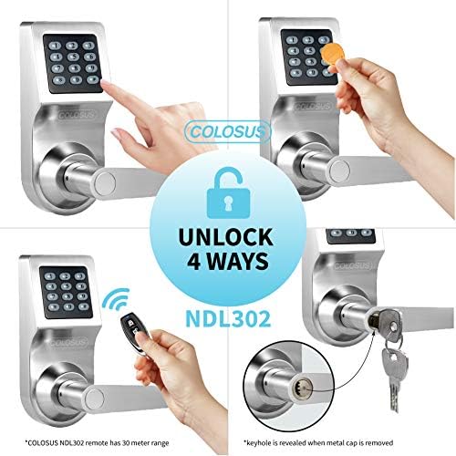 Keyless Entry Door Lock with Keypad, RFID Key Fobs, Remote Control & Keys, Electronic Smart Lock for Home, Office, Airbnb Rental & Commercial Doors, Satin Nickel - Image 4