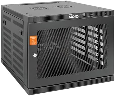 Tecmojo 9U Wall Mount Rack Cabinet, Heavy-Duty 176 Lbs High Load Capacity, 19” Enclosed Server Network Rack with 2 Colling Fans, Mesh Door, 23.6” Deep – Elite Collection by Tecmojo