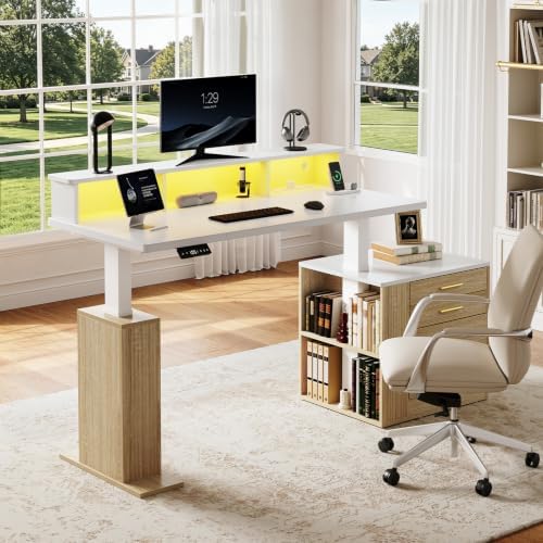 Electric Standing Desk with Drawers - 70" Adjustable Computer Desk - Image 3