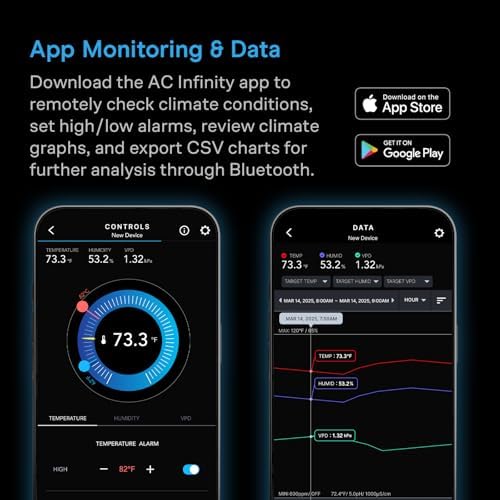 AC Infinity Temperature Humidity VPD Smart Hygrometer B1 w/ Bluetooth App - Image 4