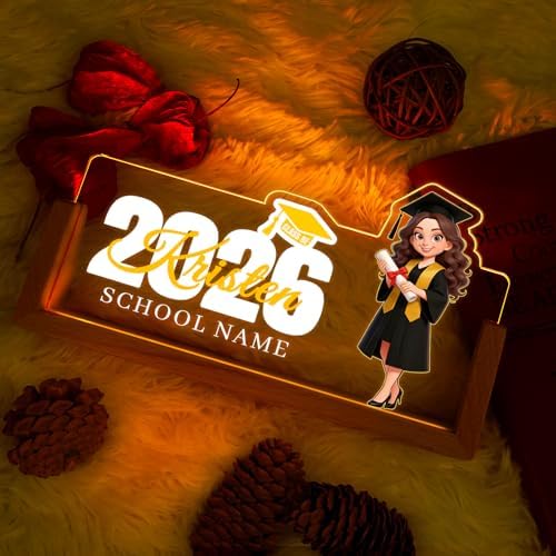 Custom Name Plate for Desk, Personalized Light Up Acrylic Desk Name Plate, Personalized Graduation Gifts 2026 for Him Her, Class of 2026 Graduate Gift, High School College Grad Gift (Graduation Girl) - Image 3