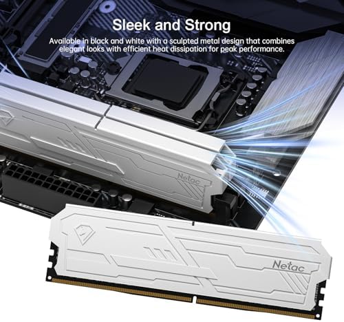 Netac DDR4 DRAM 32GB Kit16GBx2 C16 3200MHz XMP 2.0 Dual Channel RAM (PC4-25600) 1.35V 288-Pin Upgraded Aluminum Heat Sink Ideal for Gaming Computer Upgrade - Shadow III White - Image 4