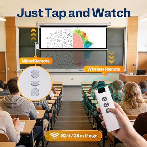 VIVOHOME 100 Inch 16:9 Motorized Projector Screen, White - Image 3