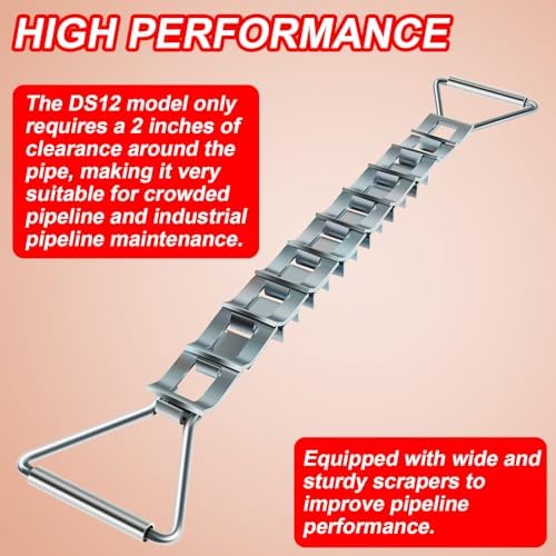 33" Steel Pipe Descaler for 3"-12" Pipes with 2" of Clearance Around, DS12 Zinc-Plated Steel Scale Remover Tool for Removing Scale/Rust - Image 3