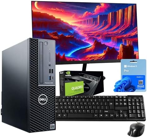 Dell Precision Workstation PC | Quadro P620 GPU - Editing & Design | Windows 11 Pro | Intel i5-9500 | 16GB RAM 1TB SSD | New 24" LCD | Home or Office Computer | WiFi 6 AX200 + BT (Renewed) by Amazon+Renewed