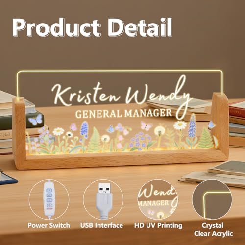 Ships Next Day, Custom Name Plate for Desk - Business Light Up Acrylic Desk Name Plate Personalized Elegant Office Gift for Boss Coworker Teacher Employee Appreciation Gift, Office Decor for Women Men - Image 4