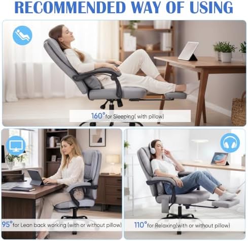 400lbs Reclining Office Chair with Ergonomic Lumbar Support - Image 3