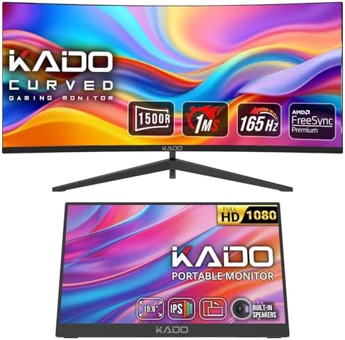 Kado 34" Curved 3440x1440 21:9 Desktop & 15.6" 1920x1080 Portable Monitor by Kado