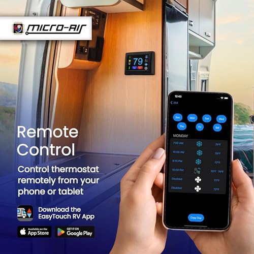 MICRO-AIR EasyTouch Digital RV Thermostat Replacement - Programmable and Reliable - WiFi and Bluetooth Enabled - Replacement Thermostat Compatible with Dometic CCC2 3314082 (350 Black) - Image 3