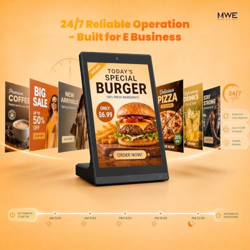 10.1 Inch Android Digital Signage Display, Tabletop Touchscreen Kiosk, Countertop Digital Menu Board with WiFi USB, Desktop Advertising Screen for Restaurants, Retail, Reception - Image 5