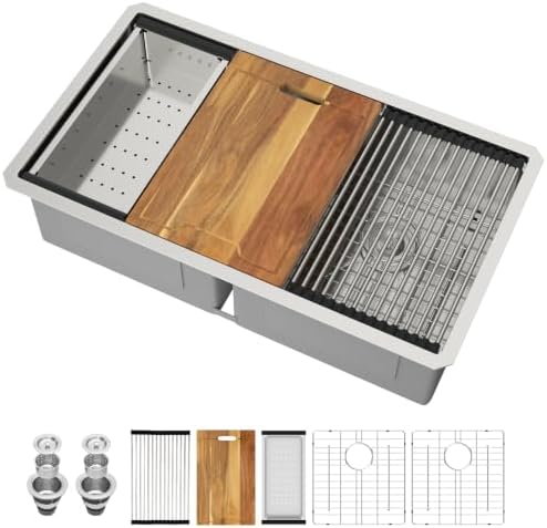 33 Double Bowl Kitchen Sink Undermount Stainless Steel Low Divide by Kichae