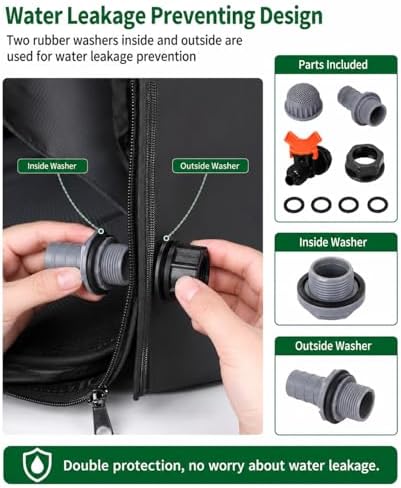 100 Gallon Collapsible Rain Barrel, Portable Rainwater Collection System, Water Storage Tank, Rain Catcher Barrel with Two Spigots and Overflow Kit, Rain Water Barrel Collector for Garden, Black - Image 7