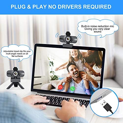Webcam with Microphone for Desktop, 1080P HD USB Computer Cameras with Privacy Cover&Webcam Tripod, Streaming with Flexible Rotatable Wide Angle Webcam for PC Zoom Video/Gaming/Laptop/Skype - Image 3