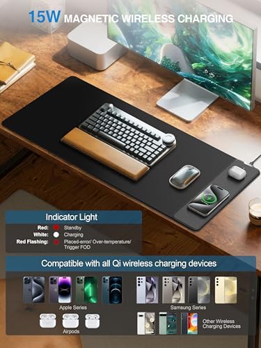 TopMade Mouse Pad with 15W Wireless Charging, Classic Black Desk Mat - Image 2