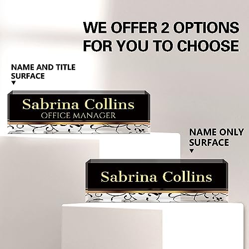 Name Plate for Desk, Desk Name Plate Personalized, Office Decor for Women Men, Acrylic Desktop Accessories, Office Appreciation Gifts for Boss Social Workers Nurse Teacher Employee (Black Stripes) - Image 2