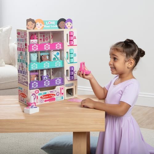 Melissa & Doug Beauty Kiosk Wooden Vending Machine Salon Play Set - Image 2
