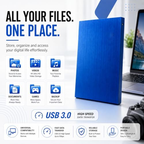 1TB External Hard Drive USB 3.0, 2.5-Inch, Blue - Image 6