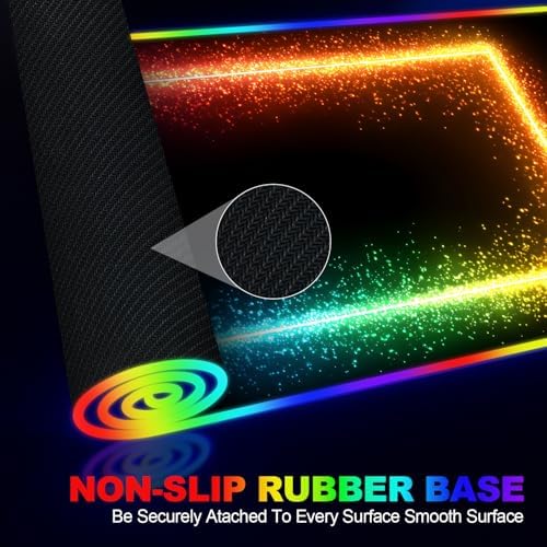 Wireless Charging RGB Gaming Mouse Pad, 31.5 x 11.8 Inch Extended Mouse Mat with Rainbow LED Edge Design, Desk Pad with 7 Lighting Modes, Non-Slip Base for Gaming & Office - Image 5
