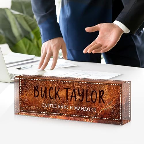 Custom Name Plate for Desk, Acrylic Desk Name Plate Personalized, Employee Appreciation Gifts, Office Desk Accessories for Women Men Teacher Nurse, Coworker Gifts for Manager Assistant (SaddleBrown) - Image 2