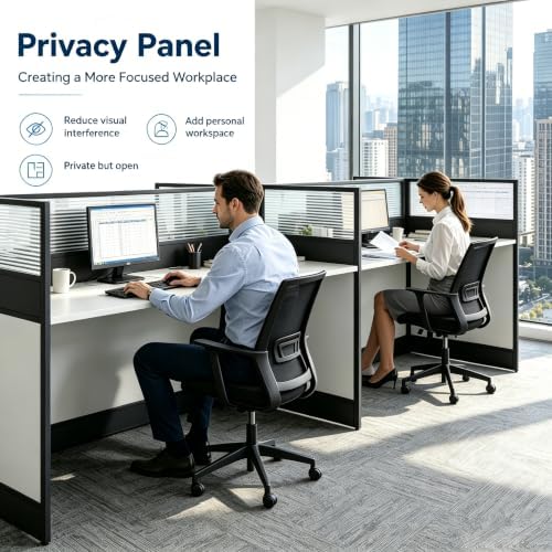 4-Person Office Cubicle Workstation Desk with Mute Privacy Panels & Cable Management, Computer Cubicles Desk for Home & Commercial Office Use, Walnut Finish - Image 5